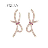 Zircon Bow Stud Earrings For Women Wedding Jewelry