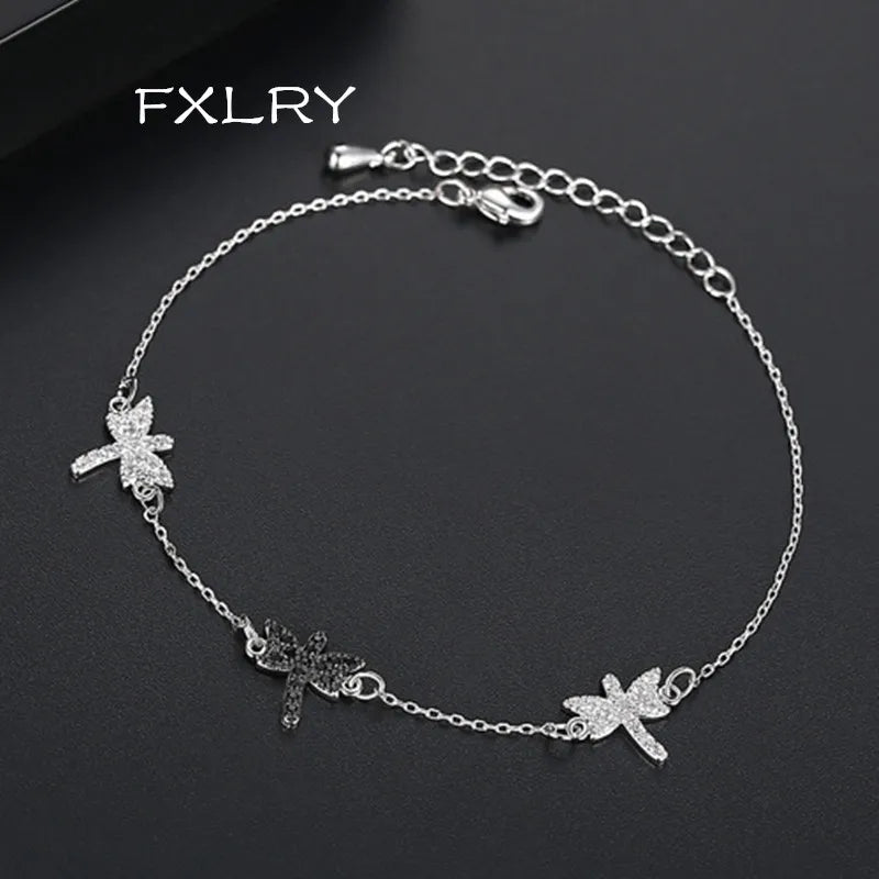 Sweet Dragonfly Bracelet with Micro Inlaid Zircon for Women