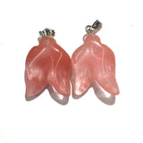 2 Pcs Silver Plated Flower Cherry Quartz Pendant Green Aventurine