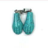Silver Plated Hand Shape Pendant Malachite Stone Jewelry