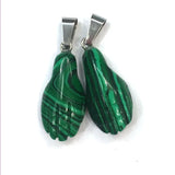 Silver Plated Hand Shape Pendant Malachite Stone Jewelry