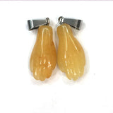Silver Plated Hand Shape Pendant Malachite Stone Jewelry