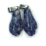 Silver Plated Hand Shape Pendant Malachite Stone Jewelry