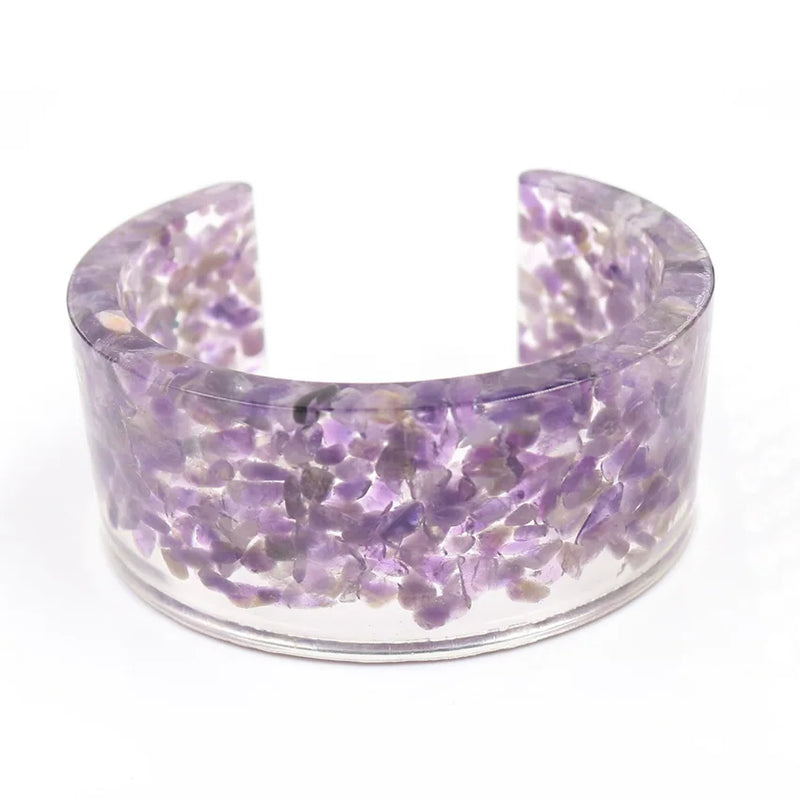 Amethysts Crystal Green Howlite Stone Bangle Ethnic Style Jewelry