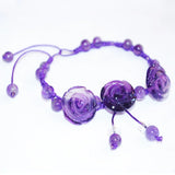 Romantic Flower Amethysts Bracelet, Purple Amethysts 8mm Round Beads