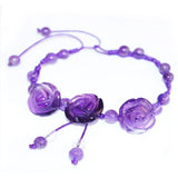 Romantic Flower Amethysts Bracelet, Purple Amethysts 8mm Round Beads
