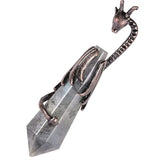 Unique Copper Dragon Wrap Hexagon Prism Tiger Eye Stone Pendant