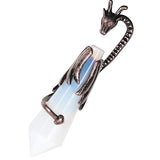 Unique Copper Dragon Wrap Hexagon Prism Tiger Eye Stone Pendant