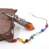 FYJS Copper Hexagon Prism Rainbow Stone Pendant Chakra Jewelry