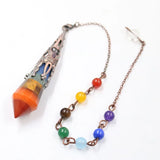 FYJS Copper Hexagon Prism Rainbow Stone Pendant Chakra Jewelry