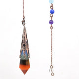 FYJS Copper Hexagon Prism Rainbow Stone Pendant Chakra Jewelry