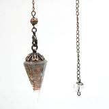Copper Plated Amethysts Stone Hexagon Pyramid Pendant