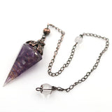 Copper Plated Amethysts Stone Hexagon Pyramid Pendant