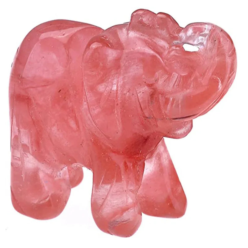 Rose Pink Quartz Elephant Pendant for Gift