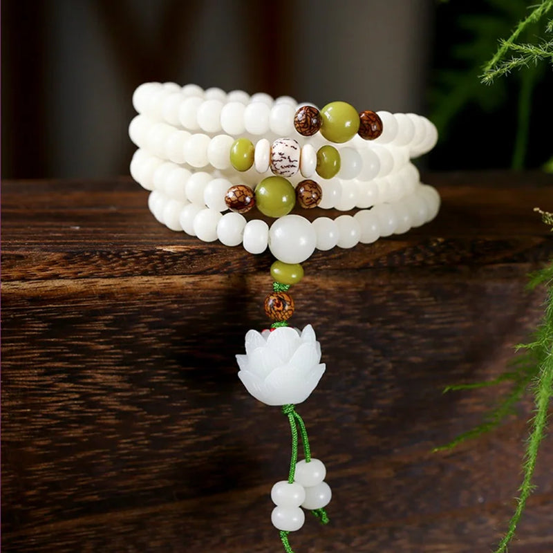 FYJS Unique Female Gift Flower Quartz Beads Bracelet Ethnic Jewelry