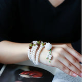FYJS Unique Female Gift Flower Quartz Beads Bracelet Ethnic Jewelry