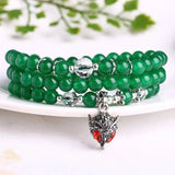 FYJS Crystal Beaded Fox Bracelet Red Agates