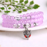FYJS Crystal Beaded Fox Bracelet Red Agates