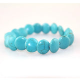 FYJS Unique Weave Turquoises Stone Round Stretchy Bracelet