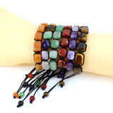 FYJS Unique Weave Many Colors Quartz Stone Geometric Beads Bracelet