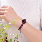 Natural Rose Pink Quartz Fox Bracelet Amethyst Stone Jewelry