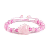 Natural Rose Pink Quartz Fox Bracelet Amethyst Stone Jewelry