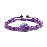Natural Rose Pink Quartz Fox Bracelet Amethyst Stone Jewelry