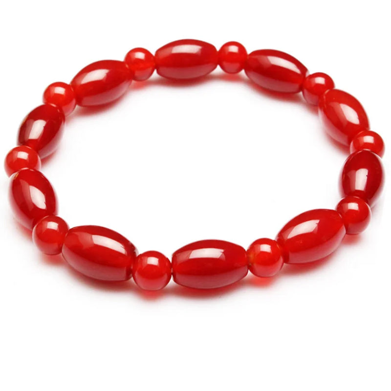 FYJS Red Agates Beads Stretchy Bracelet Women Gift