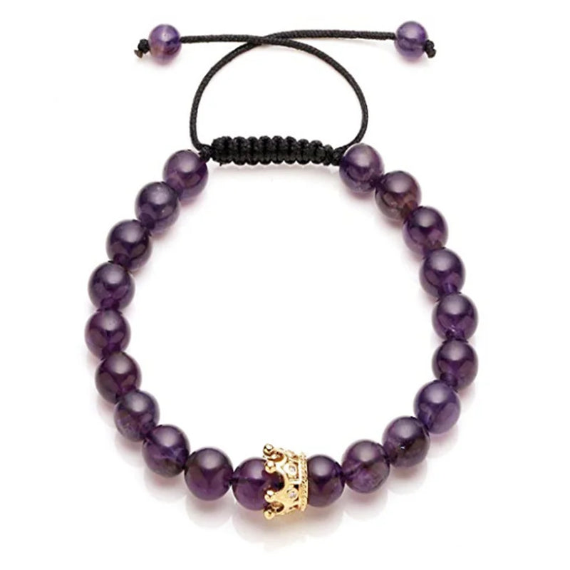FYJS Light Yellow Crown Weave Amethysts Bracelet