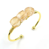 Light Yellow Amethysts Crystal Bangle Tiger Eye Stone Jewelry