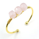 Light Yellow Amethysts Crystal Bangle Tiger Eye Stone Jewelry