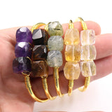 Light Yellow Amethysts Crystal Bangle Tiger Eye Stone Jewelry