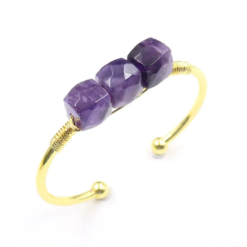 Light Yellow Amethysts Crystal Bangle Tiger Eye Stone Jewelry