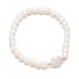 FYJS Light Yellow Pearl Stretchy Bracelet for Women