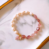 FYJS Light Yellow Amethysts Stone Bracelet with Pearls