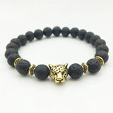 FYJS Yellow Leopard Head 8mm Tiger Eye Stone Bracelet