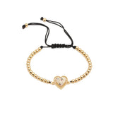 FYJS Light Yellow Love Heart CZ Metal Ball Elastic Bracelet
