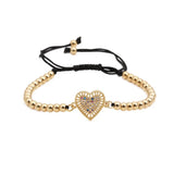 FYJS Light Yellow Love Heart CZ Metal Ball Elastic Bracelet