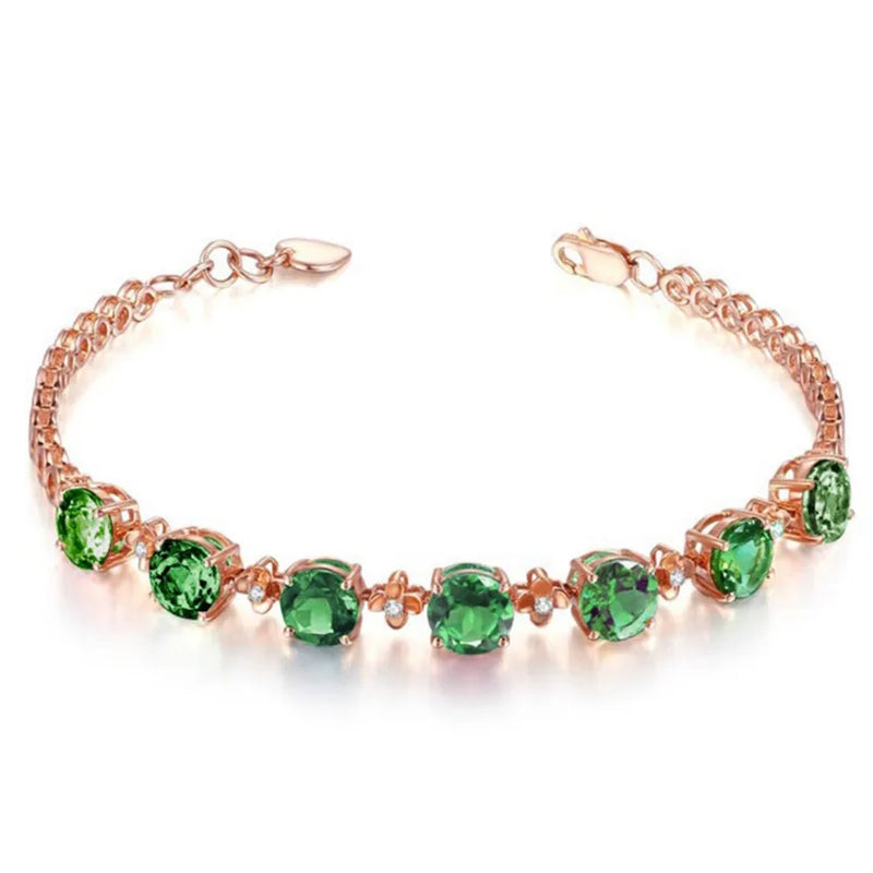 Light Yellow Green Tourmaline Link Chain Bracelet