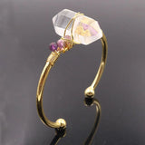 Unique Light Yellow Quartz Bangle with Amethysts Beads