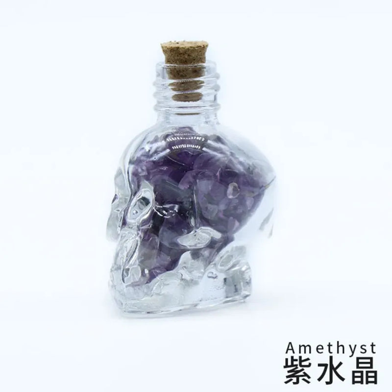 Unique Punk Style Skull Head Tourmaline Stone Pendant for Halloween Gift