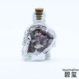 Unique Punk Style Skull Head Tourmaline Stone Pendant for Halloween Gift
