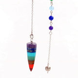 Silver Plated Rainbow Stone Pyramid Chakra Necklace