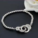 Silver Plated Alloy Beads Cuff Bracelet for Men