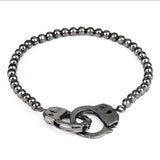 Silver Plated Alloy Beads Cuff Bracelet for Men