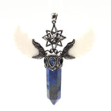 Silver Plated Amethysts Hexagon Column Pendant Antique Jewelry