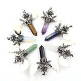 Silver Plated Amethysts Hexagon Column Pendant Antique Jewelry