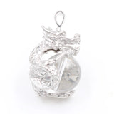 Silver Plated Dragon Tiger Eye Stone Pendant Vintage Jewelry