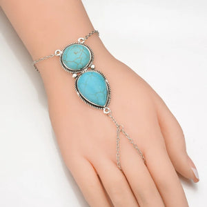Green Turquoises Stone Bracelet Bohemian Style Jewelry