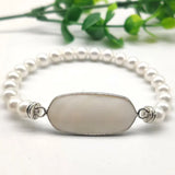 Silver Plated Tiger Eye Stone Stretch Bracelet Rose Pink Quartz Jewelry